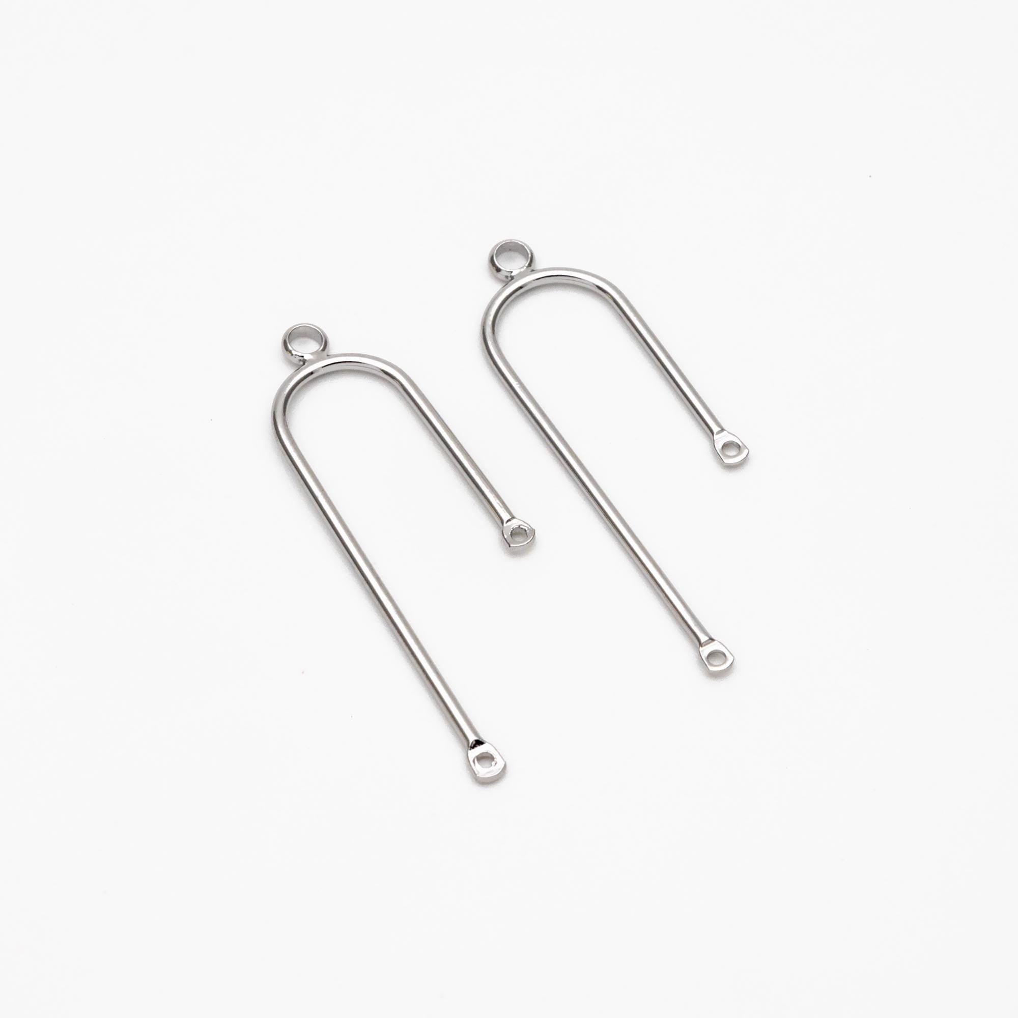 10pcs Gold/ Silver U-Shaped Charm Connectors, Real Gold/ Rhodium plated Brass, U-shaped Curved Bar Stick Pendants (GB-4179)